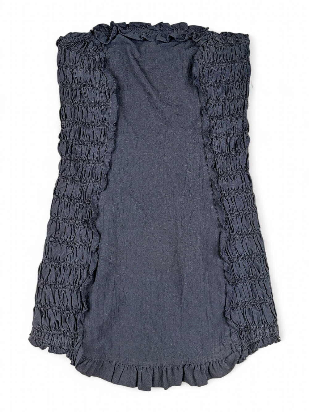 Free-est Strapless Smocked Tube Dress L Black Ruffle Hem